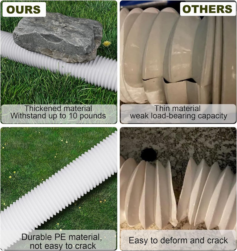 Ogutter Rain Gutter Downspout Extensions, Downspout Extender for Rainwater Drainage Flexible, Down Spout Drain Extension Pipe and Extendable from 21 to 66 Inches (4 Pack, White) - Image 2